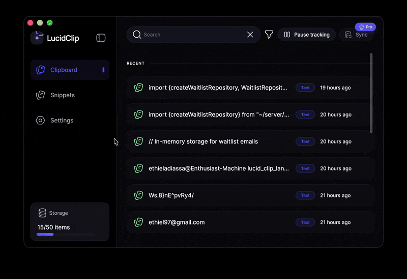 LucidClip app exclusion workflow